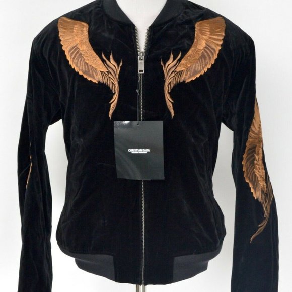 CHRISTIAN DADA Black Gold Feathered Bomber Jacket 50 Japan Masanori Morikawa - Picture 1 of 10